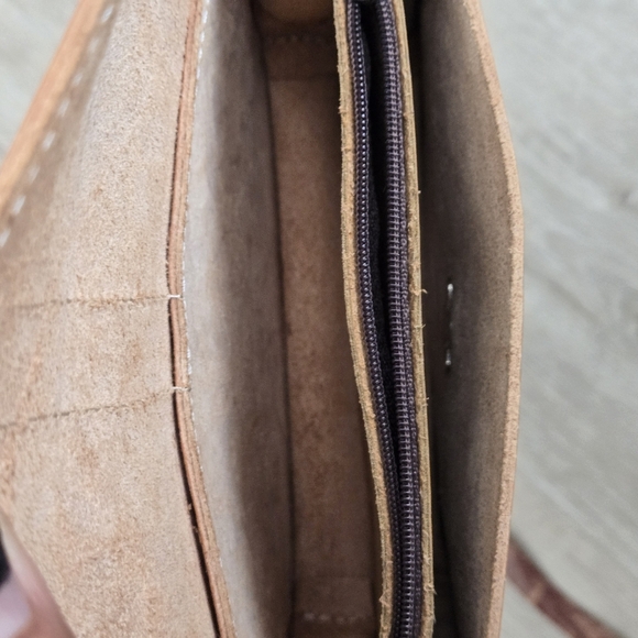 Vintage Tan Cognac 100% Leather Crossbody Shoulder Adjustable Strap Bag - Picture 5 of 8